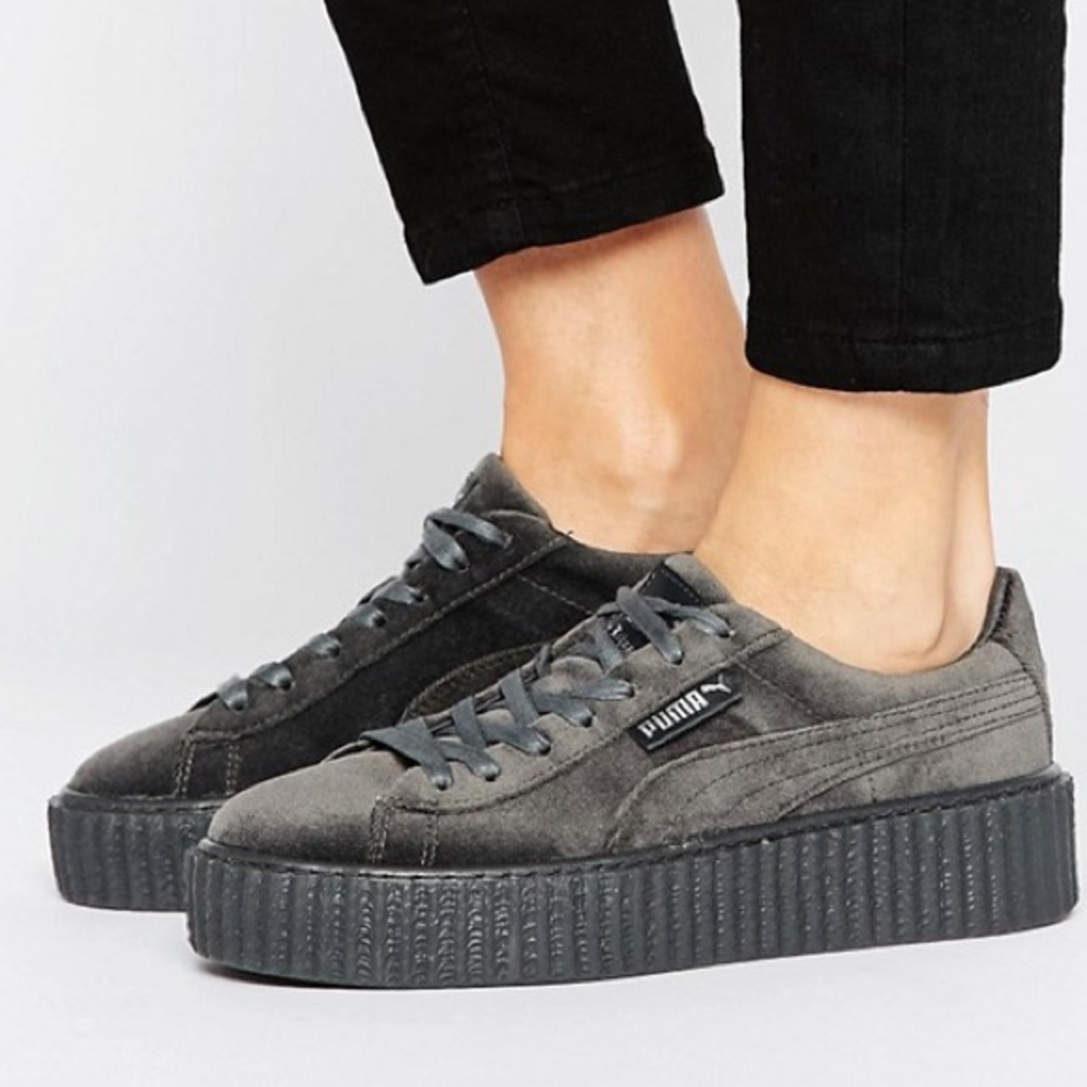 Fenty X Puma Grey Suede Creeper Sneakers